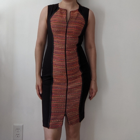 Orange Red Black Rachel Roy XS Bodycon Dress - Picture 3 of 8
